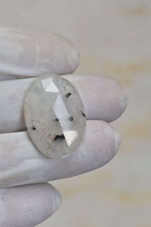 Natural White Agate Gemstone Rose Cut Oval Shape Cabochon High Quality Loose Gemstones For Jewelry Making 29x20x5 MM Size 1 Pcs V4154