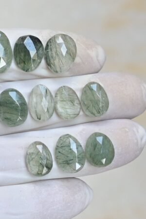 Natural Green Rutile Gemstone Rose Cut Fancy Shape Cabochon High Quality Loose Gemstones For Jewelry Making 12-16 MM Size 10 Pcs V4155