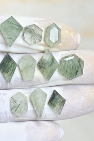 Natural Green Rutile Gemstone Step Cut Mix Shape Cabochon High Quality Loose Gemstones For Jewelry Making 11-17 MM Size 10 Pcs V4157