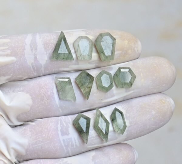 Natural Green Rutile Gemstone Step Cut Mix Shape Cabochon High Quality Loose Gemstones For Jewelry Making 10-16 MM Size 10 Pcs V4159 - Image 2