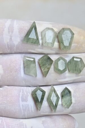 Natural Green Rutile Gemstone Step Cut Mix Shape Cabochon High Quality Loose Gemstones For Jewelry Making 10-16 MM Size 10 Pcs V4159