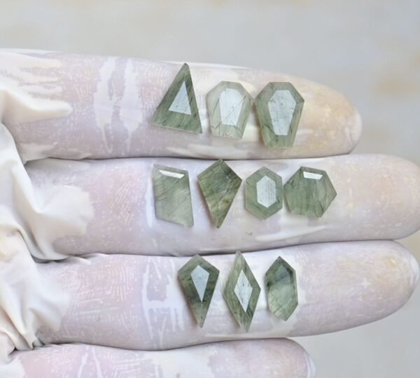 Natural Green Rutile Gemstone Step Cut Mix Shape Cabochon High Quality Loose Gemstones For Jewelry Making 10-16 MM Size 10 Pcs V4159