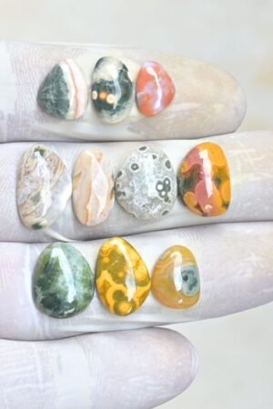 Natural Ocean Jasper Gemstone Smooth Fancy Shape Cabochon High Quality Loose Gemstones For Jewelry Making 11-16 MM Size 10 Pcs V4167