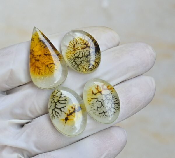 Natural Crystal With Scenic Effect Doublet Gemstone Smooth Mix Shape Cabochon High Quality Loose Gemstones For Jewelry Making 24-33 MM Size 4 Pcs V4175 - Image 2