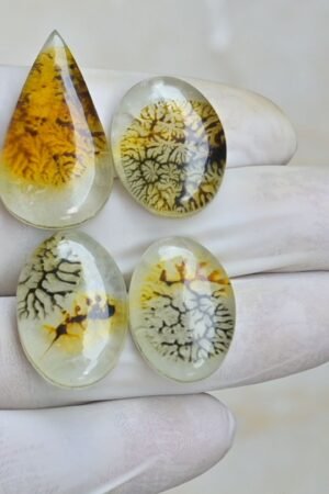 Natural Crystal With Scenic Effect Doublet Gemstone Smooth Mix Shape Cabochon High Quality Loose Gemstones For Jewelry Making 24-33 MM Size 4 Pcs V4175