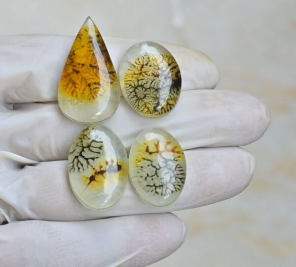 Natural Crystal With Scenic Effect Doublet Gemstone Smooth Mix Shape Cabochon High Quality Loose Gemstones For Jewelry Making 24-33 MM Size 4 Pcs V4175