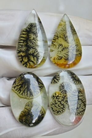 Natural Crystal With Scenic Effect Doublet Gemstone Smooth Mix Shape Cabochon High Quality Loose Gemstones For Jewelry Making 33-35 MM Size 4 Pcs V4176