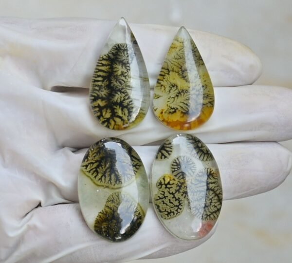 Natural Crystal With Scenic Effect Doublet Gemstone Smooth Mix Shape Cabochon High Quality Loose Gemstones For Jewelry Making 33-35 MM Size 4 Pcs V4176