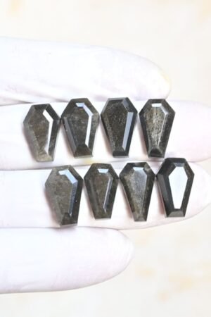 Natural Golden Obsidian Gemstone Step Cut Coffin Shape Cabochon High Quality Loose Gemstones For Jewelry Making 15-16 MM Size 8 Pcs V4179