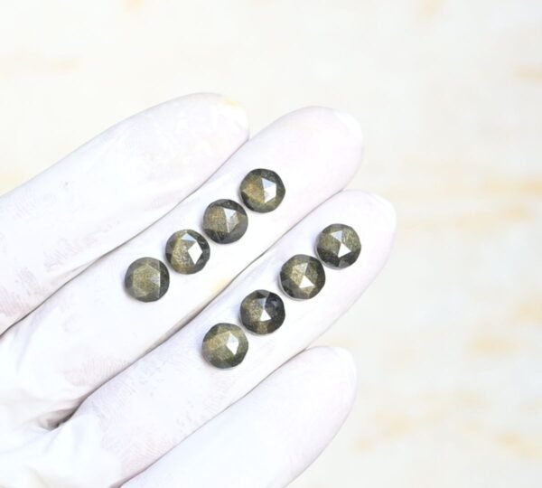 Natural Golden Obsidian Gemstone Rose Cut Round Shape Cabochon High Quality Loose Gemstones For Jewelry Making 8 MM Size 8 Pcs V4180 - Image 2
