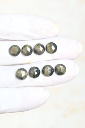 Natural Golden Obsidian Gemstone Rose Cut Round Shape Cabochon High Quality Loose Gemstones For Jewelry Making 8 MM Size 8 Pcs V4180