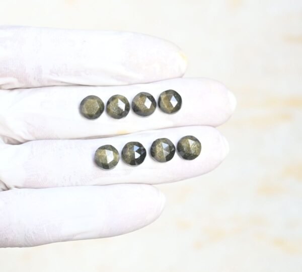 Natural Golden Obsidian Gemstone Rose Cut Round Shape Cabochon High Quality Loose Gemstones For Jewelry Making 8 MM Size 8 Pcs V4180