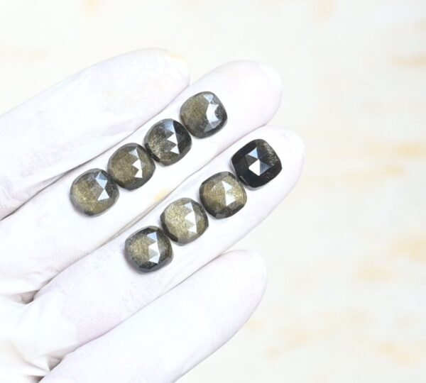 Natural Golden Obsidian Gemstone Rose Cut Cushion Shape Cabochon High Quality Loose Gemstones For Jewelry Making 10 MM Size 8 Pcs V4181 - Image 2