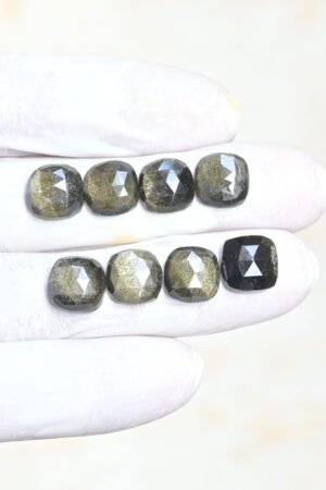 Natural Golden Obsidian Gemstone Rose Cut Cushion Shape Cabochon High Quality Loose Gemstones For Jewelry Making 10 MM Size 8 Pcs V4181