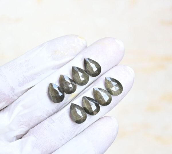Natural Golden Obsidian Gemstone Rose Cut Pear Shape Cabochon High Quality Loose Gemstones For Jewelry Making 12x8 MM Size 8 Pcs V4182 - Image 3