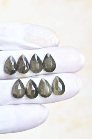Natural Golden Obsidian Gemstone Rose Cut Pear Shape Cabochon High Quality Loose Gemstones For Jewelry Making 12x8 MM Size 8 Pcs V4182