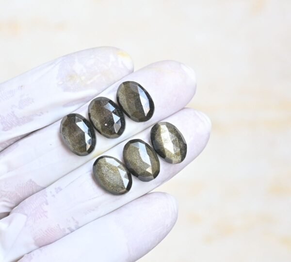 Natural Golden Obsidian Gemstone Rose Cut Oval Shape Cabochon High Quality Loose Gemstones For Jewelry Making 14x10 MM Size 6 Pcs V4183 - Image 3