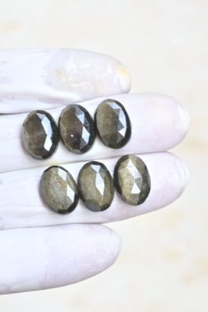 Natural Golden Obsidian Gemstone Rose Cut Oval Shape Cabochon High Quality Loose Gemstones For Jewelry Making 14x10 MM Size 6 Pcs V4183