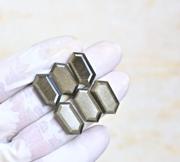 Natural Golden Obsidian Gemstone Step Cut Hexagon Shape Cabochon High Quality Loose Gemstones For Jewelry Making 20x10 MM Size 6 Pcs V4185 - Image 2