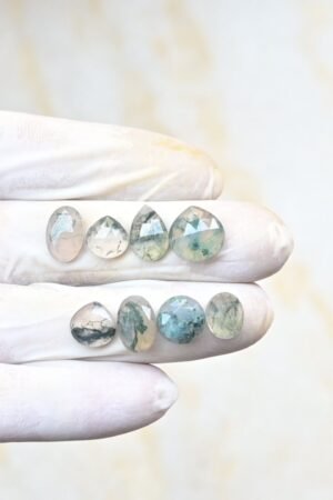 Natural Moss Agate Gemstone Rose Cut Mix Shape Cabochon High Quality Loose Gemstones For Jewelry Making 9-12 MM Size 8 Pcs V4191