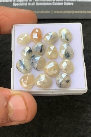 Natural Silverite Gemstone Rose Cut Fancy Shape Cabochon High Quality Loose Gemstones For Jewelry Making 7-10 MM 15 Pcs V4294