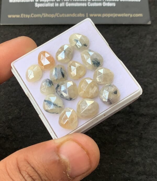 Natural Silverite Gemstone Rose Cut Fancy Shape Cabochon High Quality Loose Gemstones For Jewelry Making 7-10 MM 15 Pcs V4294 - Image 2