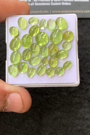 Natural Peridot Gemstone Smooth Mix Shape Cabochon High Quality Loose Gemstones For Jewelry Making 4-9 MM Size 29 Pcs V4295
