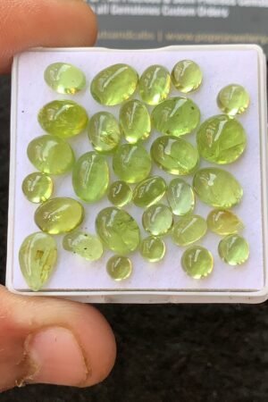 Natural Peridot Gemstone Smooth Mix Shape Cabochon High Quality Loose Gemstones For Jewelry Making 4-8 MM Size 30 Pcs V4296