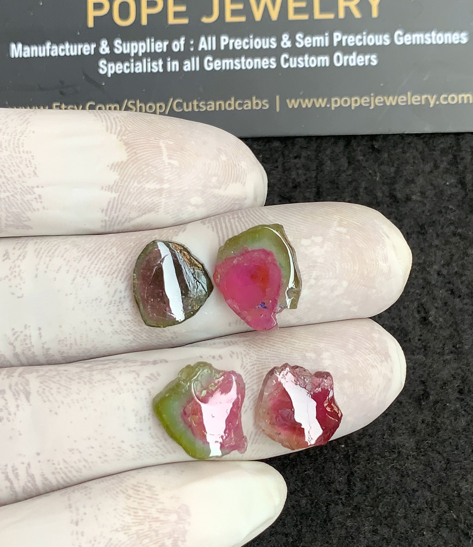 Natural Watermelon Tourmaline Gemstone Smooth Fancy Shape Cabochon High Quality Loose Gemstones For Jewelry Making 12-14 MM Size 4 Pcs V4322