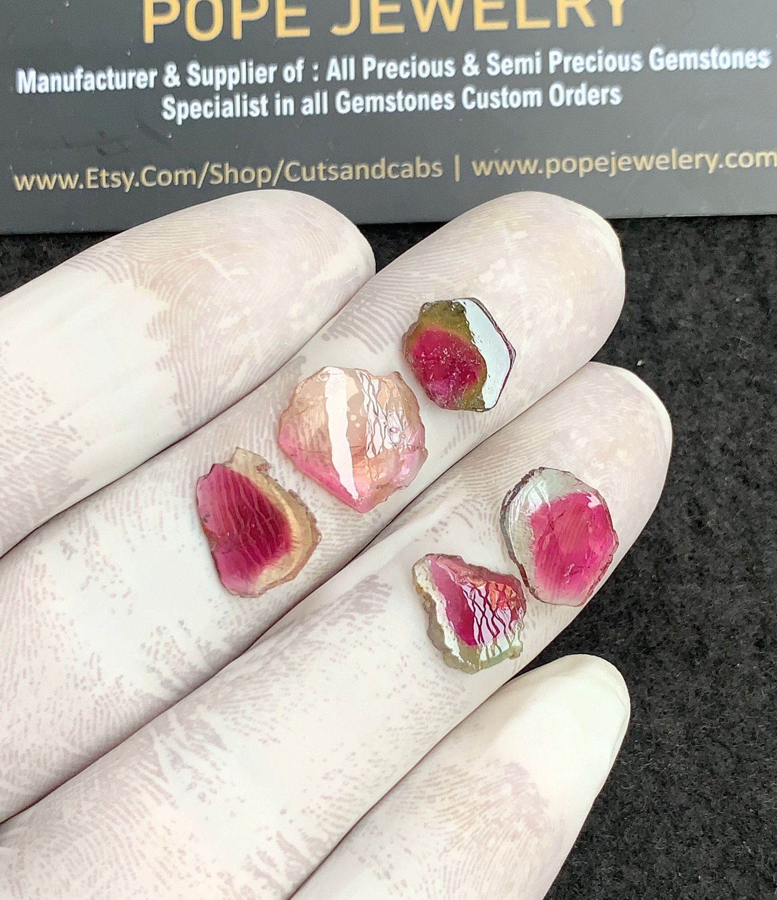 Natural Watermelon Tourmaline Gemstone Smooth Fancy Shape Cabochon High Quality Loose Gemstones For Jewelry Making 10-13 MM Size 5 Pcs V4323 - Image 2