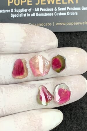 Natural Watermelon Tourmaline Gemstone Smooth Fancy Shape Cabochon High Quality Loose Gemstones For Jewelry Making 10-13 MM Size 5 Pcs V4323