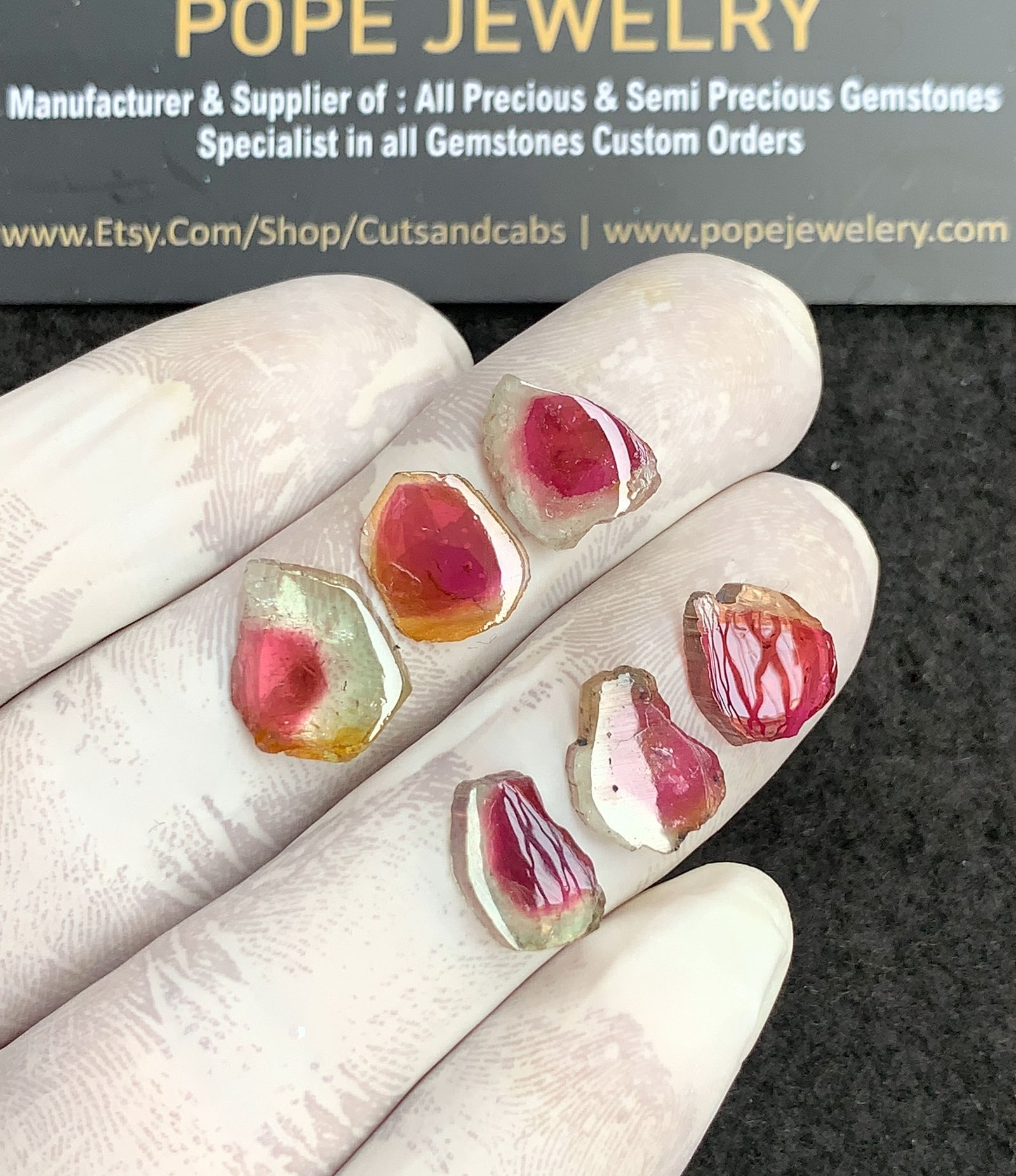 Natural Watermelon Tourmaline Gemstone Smooth Fancy Shape Cabochon High Quality Loose Gemstones For Jewelry Making 7-14 MM Size 6 Pcs V4324 - Image 2
