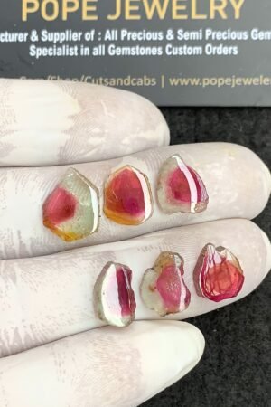 Natural Watermelon Tourmaline Gemstone Smooth Fancy Shape Cabochon High Quality Loose Gemstones For Jewelry Making 7-14 MM Size 6 Pcs V4324