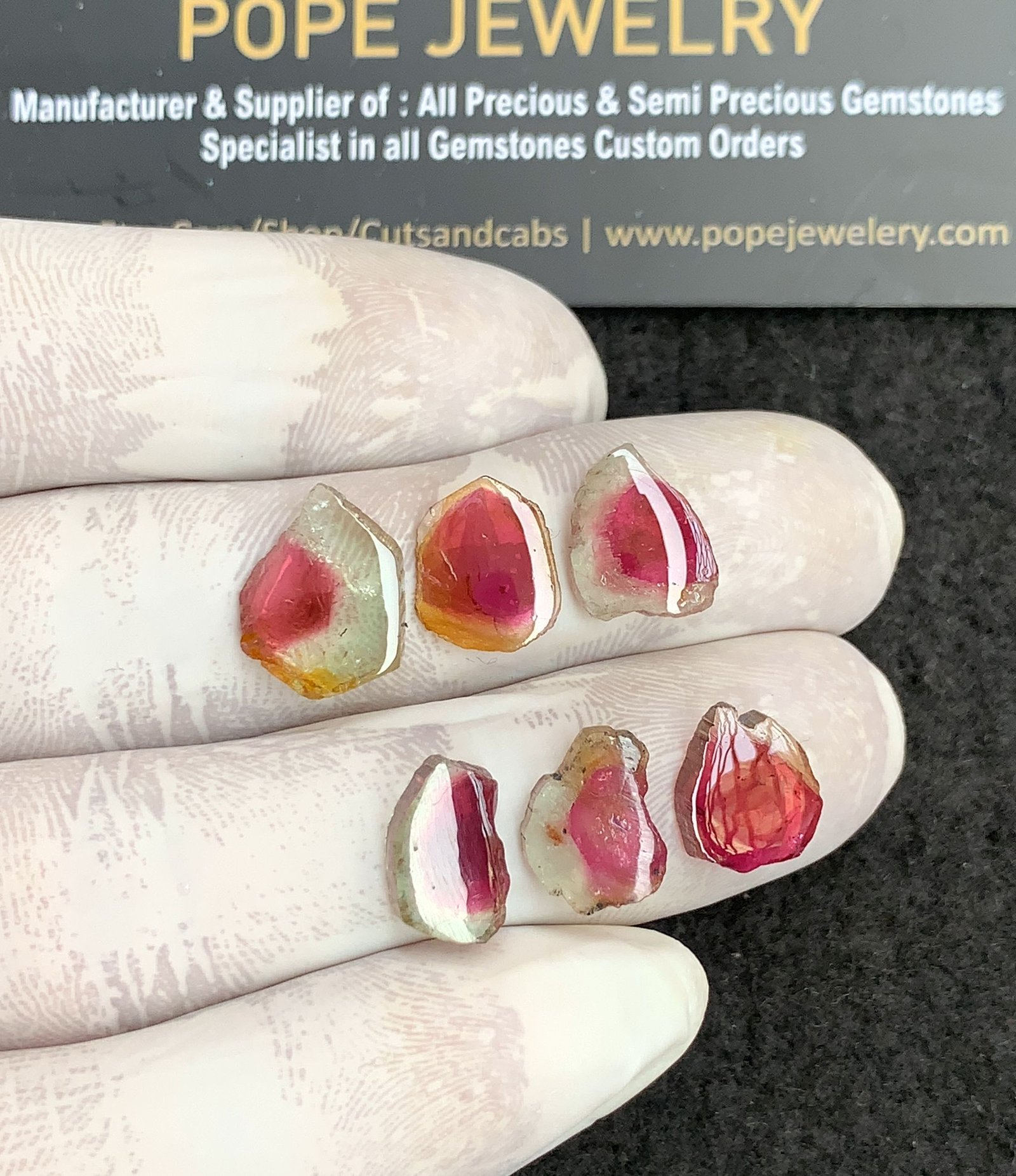 Natural Watermelon Tourmaline Gemstone Smooth Fancy Shape Cabochon High Quality Loose Gemstones For Jewelry Making 7-14 MM Size 6 Pcs V4324
