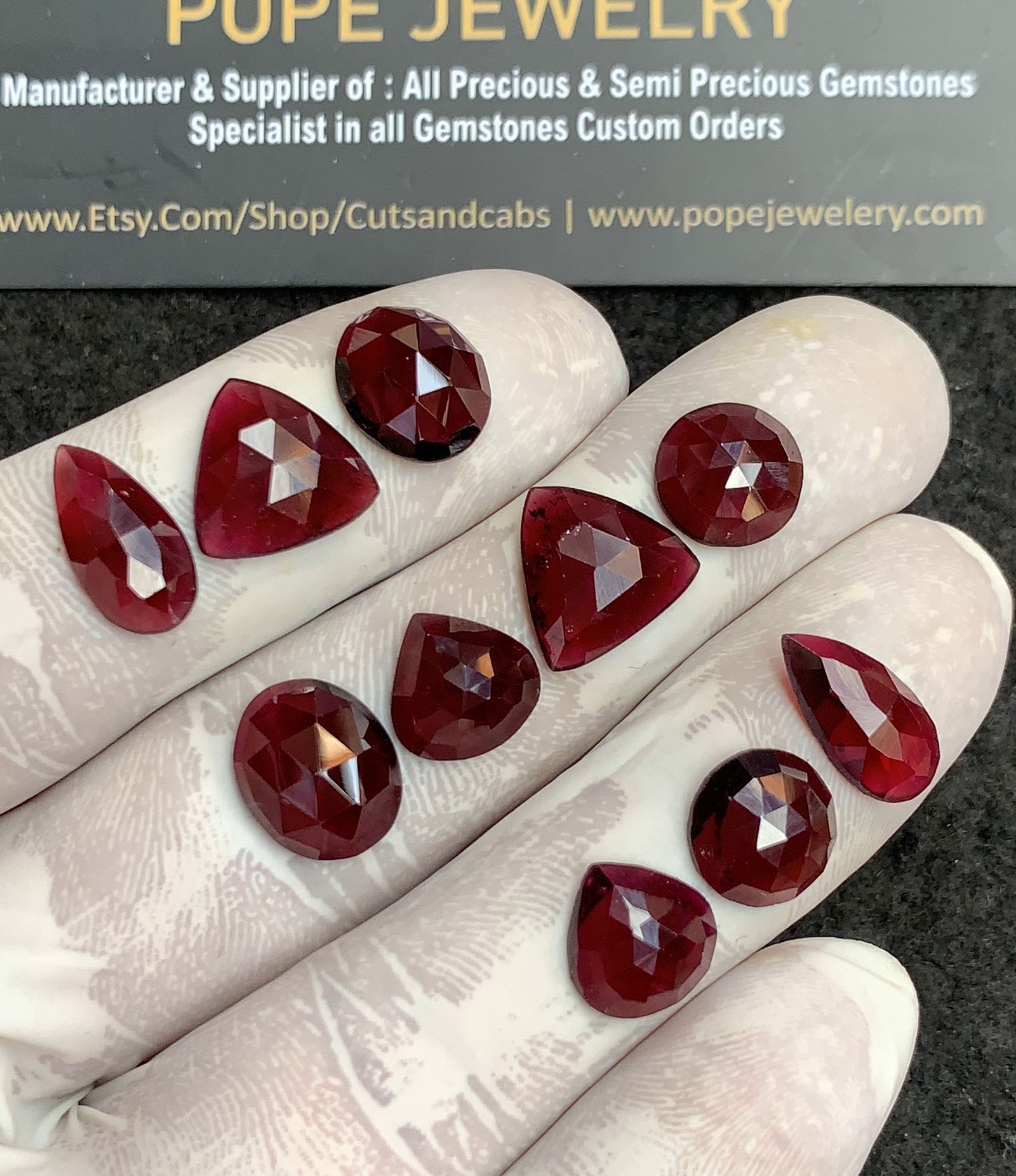 Natural Garnet Gemstone Rose Cut Mix Shape Cabochon High Quality Loose Gemstones For Jewelry Making 10-14 MM Size 5 Pair V4326 - Image 2