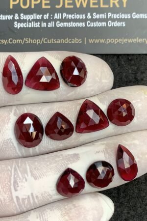 Natural Garnet Gemstone Rose Cut Mix Shape Cabochon High Quality Loose Gemstones For Jewelry Making 10-14 MM Size 5 Pair V4326
