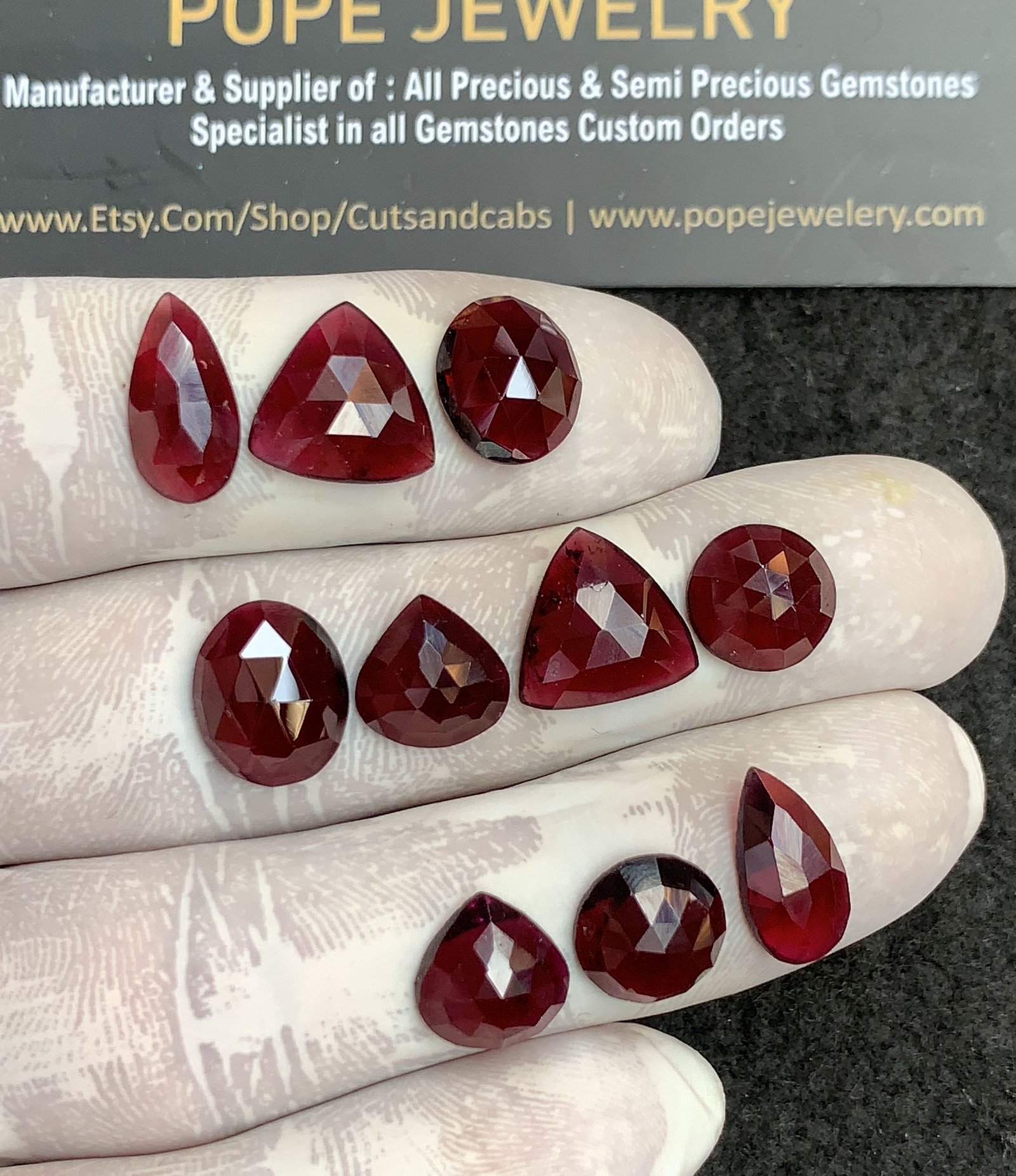 Natural Garnet Gemstone Rose Cut Mix Shape Cabochon High Quality Loose Gemstones For Jewelry Making 10-14 MM Size 5 Pair V4326
