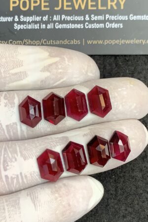 Natural Garnet Gemstone Step Cut Hexagon Shape Cabochon High Quality Loose Gemstones For Jewelry Making 12x8 MM Size 8 Pcs V4327