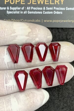 Natural Garnet Gemstone Step Cut Coffin Shape Cabochon High Quality Loose Gemstones For Jewelry Making 15x10 MM Size 8 Pcs V4330