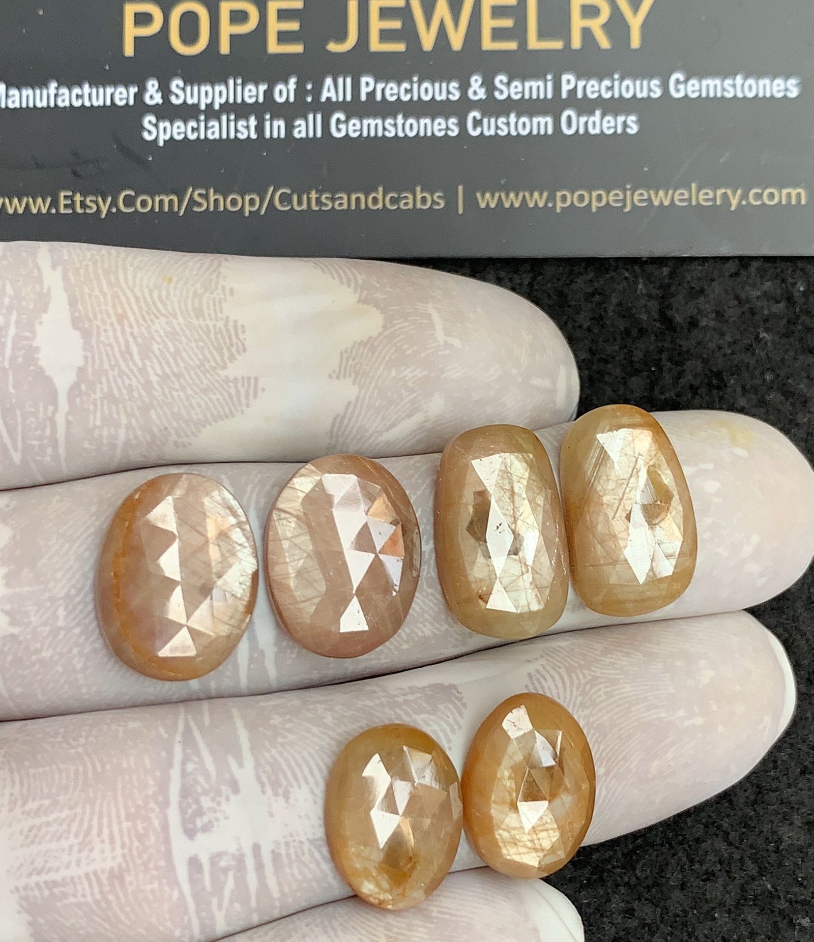 Natural Yellow Silky Sapphire Gemstone Rose Cut Mix Shape Cabochon Shape High Quality Loose Gemstones For Jewelry Making 15-18 MM Size 3 Pair V4332