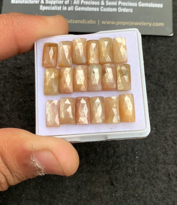 Natural Yellow Silky Sapphire Gemstone Rose Cut Rectangle Shape Cabochon High Quality Loose Gemstones For Jewelry Making 10x5 MM Size 18 Pcs V4336