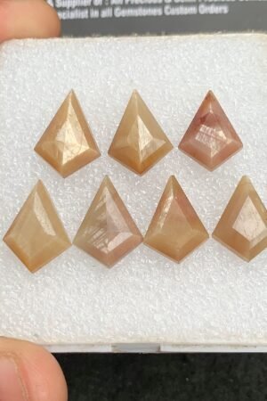 Natural Yellow Silky Sapphire Gemstone Step Cut Fancy Shape Cabochon High Quality Loose Gemstones For Jewelry Making 16-18 MM Size 7 Pcs V4337