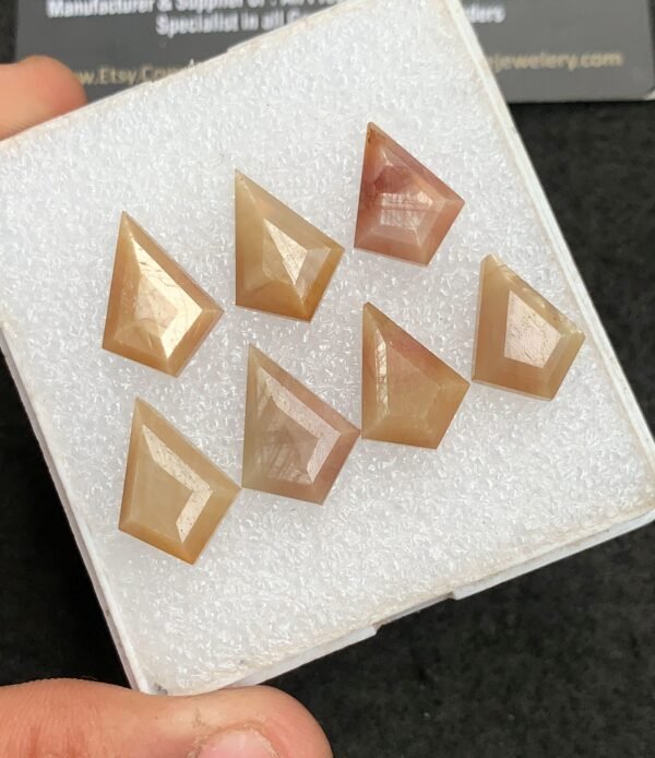 Natural Yellow Silky Sapphire Gemstone Step Cut Fancy Shape Cabochon High Quality Loose Gemstones For Jewelry Making 16-18 MM Size 7 Pcs V4337 - Image 2