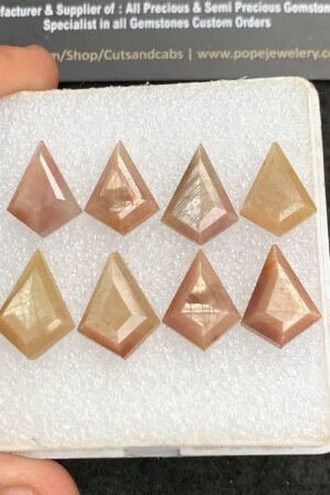 Natural Yellow Silky Sapphire Gemstone Step Cut Fancy Shape Cabochon High Quality Loose Gemstones For Jewelry Making 16-18 MM Size 8 Pcs V4338