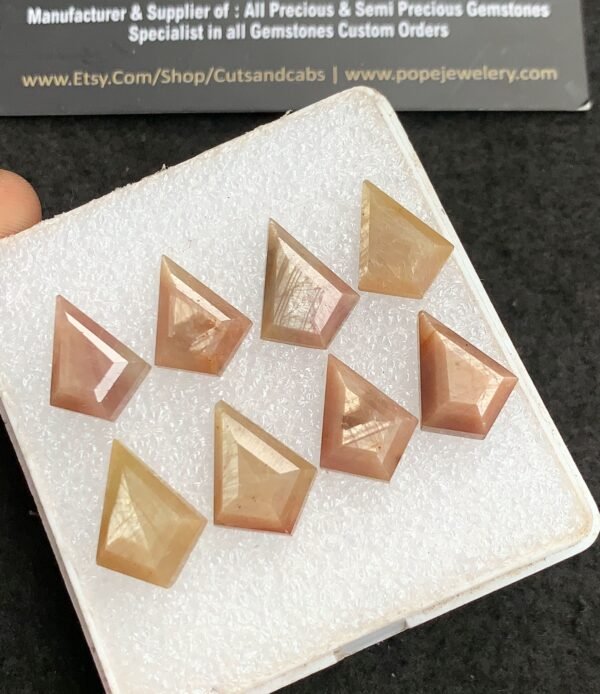 Natural Yellow Silky Sapphire Gemstone Step Cut Fancy Shape Cabochon High Quality Loose Gemstones For Jewelry Making 16-18 MM Size 8 Pcs V4338 - Image 2
