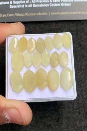 Natural Yellow Silky Sapphire Gemstone Step Cut Hexagon Shape Cabochon High Quality Loose Gemstones For Jewelry Making 10-14 MM Size 18 Pcs V4341