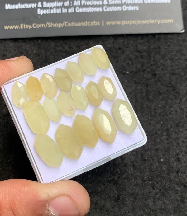 Natural Yellow Silky Sapphire Gemstone Step Cut Hexagon Shape Cabochon High Quality Loose Gemstones For Jewelry Making 10-14 MM Size 18 Pcs V4341 - Image 2