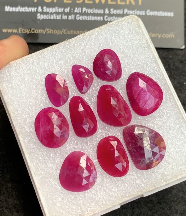 Natural Ruby Gemstone Rose Cut Mix Shape Cabochon High Quality Loose Gemstones For Jewelry Making 11-17 MM Size 10 Pcs V4350 - Image 2