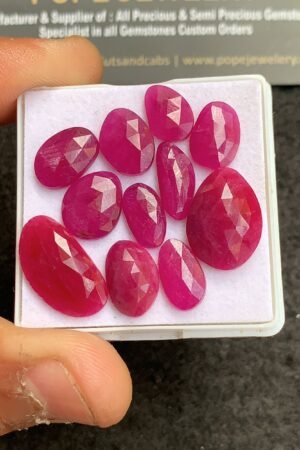 Natural Ruby Gemstone Rose Cut Mix Shape Cabochon High Quality Loose Gemstones For Jewelry Making 10-8 MM Size 11 Pcs V4351
