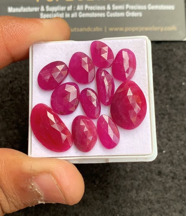 Natural Ruby Gemstone Rose Cut Mix Shape Cabochon High Quality Loose Gemstones For Jewelry Making 10-8 MM Size 11 Pcs V4351